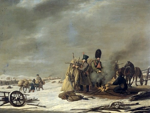 Johannes Hari, Nachtkwartier te Molodetschno, 3-4 december 1812, episode uit de terugtocht van keizer Napoleon uit Rusland.  Rijksmuseum