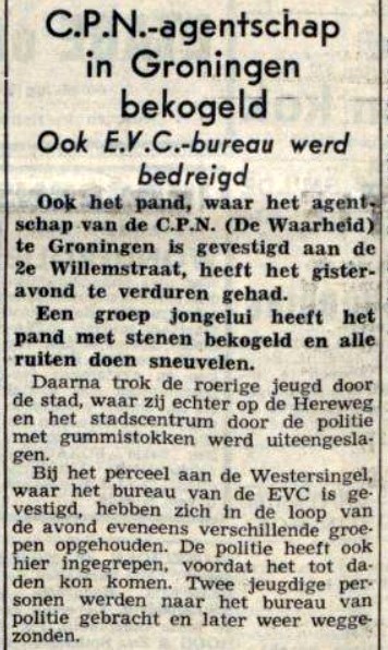 CPN-agentschap in Groningen bekogeld