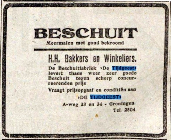 1919 NvhN 13 jan 1919 beschuitfabr Tijdgeest