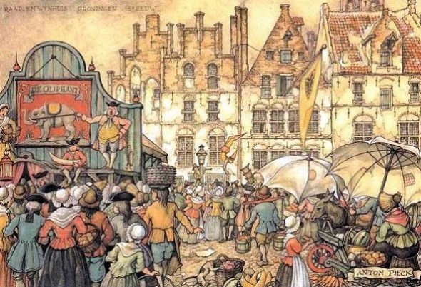 Anton Pieck - kermis in Groningen
