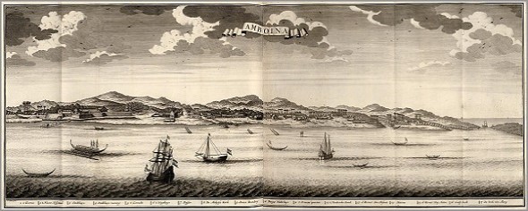 Gezicht op Ambon, ca. 1720.