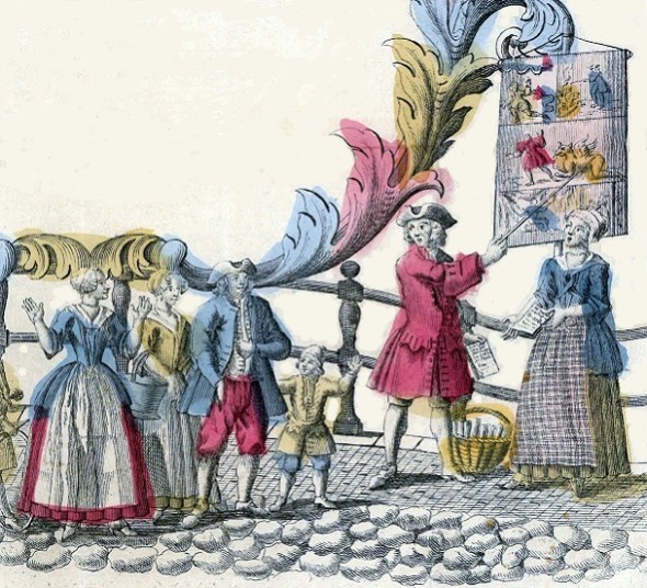 Liedzangers op een nieuwjaarsprent uit 1812. Collectie RHC Groninger Archieven, Toegang 535 (archief familie Hora Siccama) inv.nr. 762.