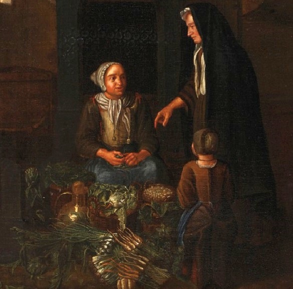 Omgeving van Isaac de MOUCHERON Antw 18e groenteverkoopster