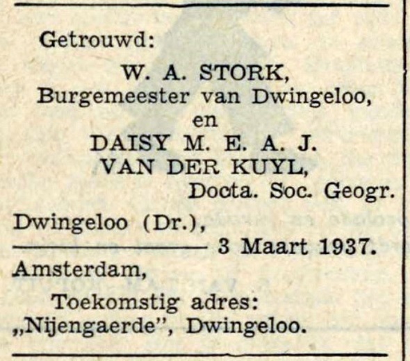 huwelijk Daisy Stork 1937