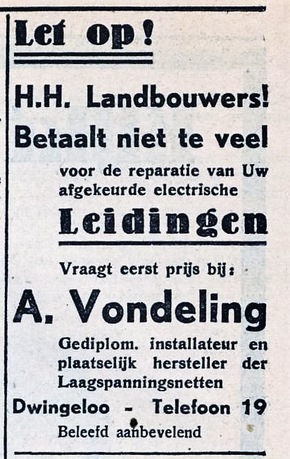 PDAC 22.7.1939 opa Vondeling vestiging in Dwingelo