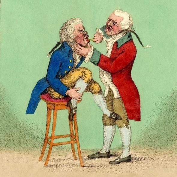 James Gillray - Het verlichten van de kiespijn (1796). Collectie British Museum.