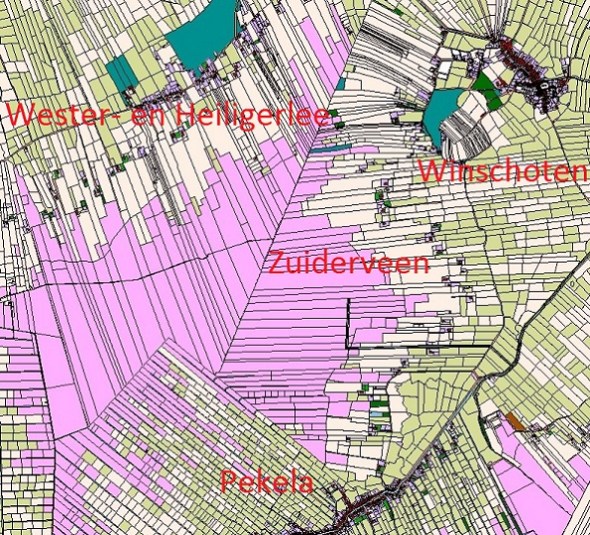 Zuiderveen en omgeving. Bron: Hisgis.